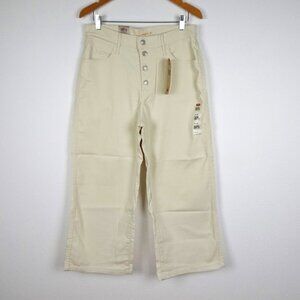 Levi's Wide Leg Jeans Women's Size 31 Beige Denim Mile High Cropped Stretch